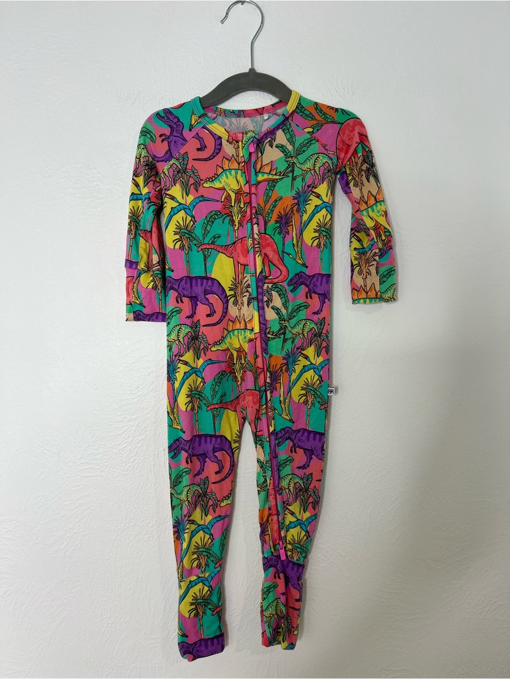 Bums & Roses Multicolor Dino Print One-Piece Pajamas size 12-18 months